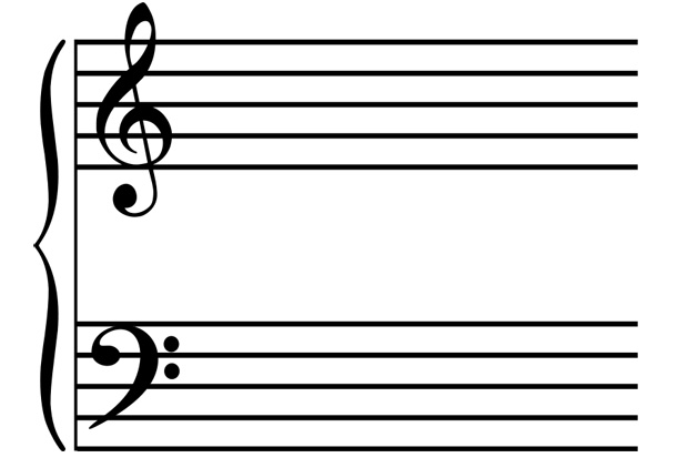 Grand staff with treble and bass clef